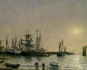 尤金 布丹 : Portrieux, Boats at Anchor in Port